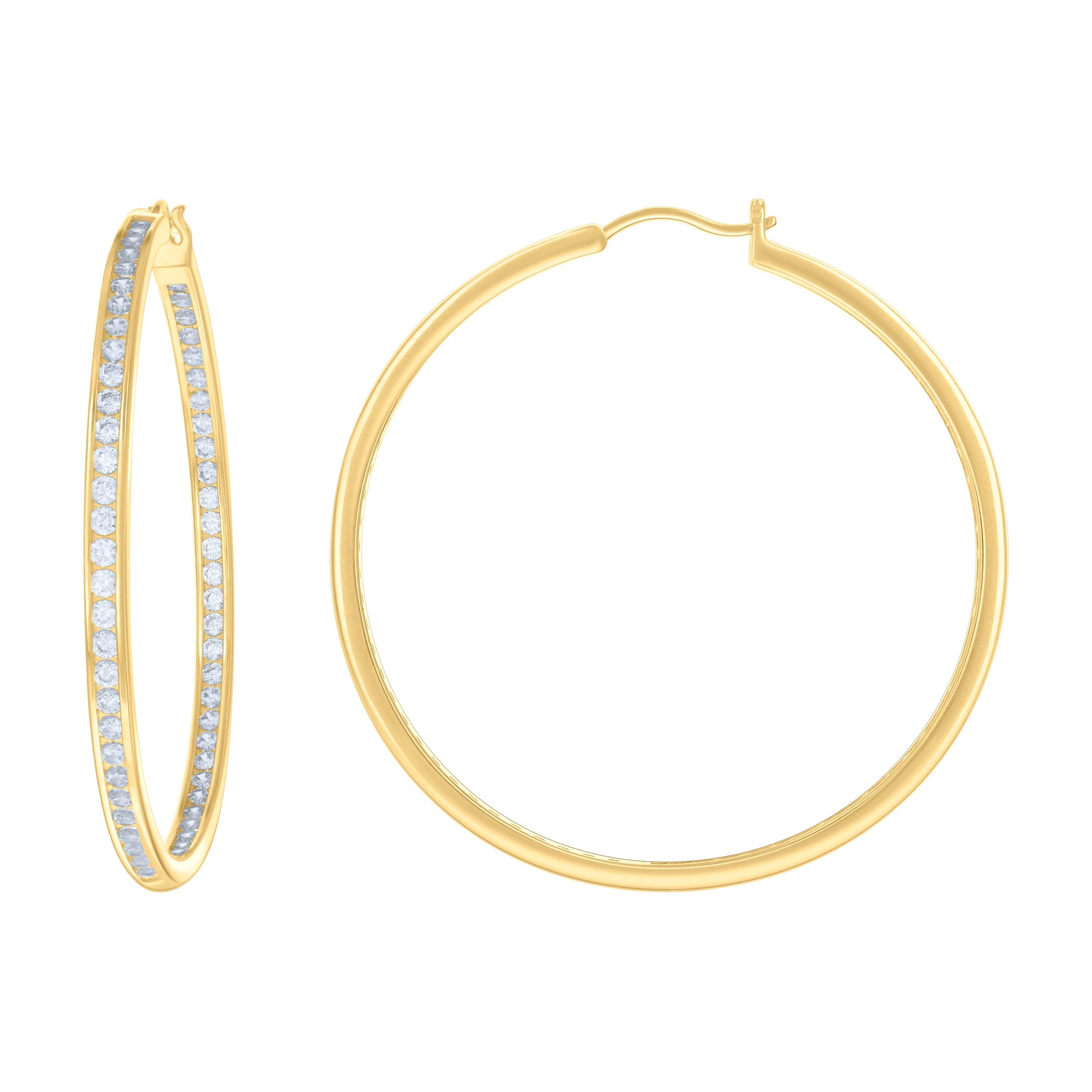 925 Sterling Silver Womens Cubic-Zirconia Inside-Out 3mm-52 Hoop Earrings