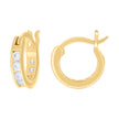 925 Sterling Silver Yellow-Tone Womens Cubic-Zirconia Fashion Hoop Earrings 3mm 