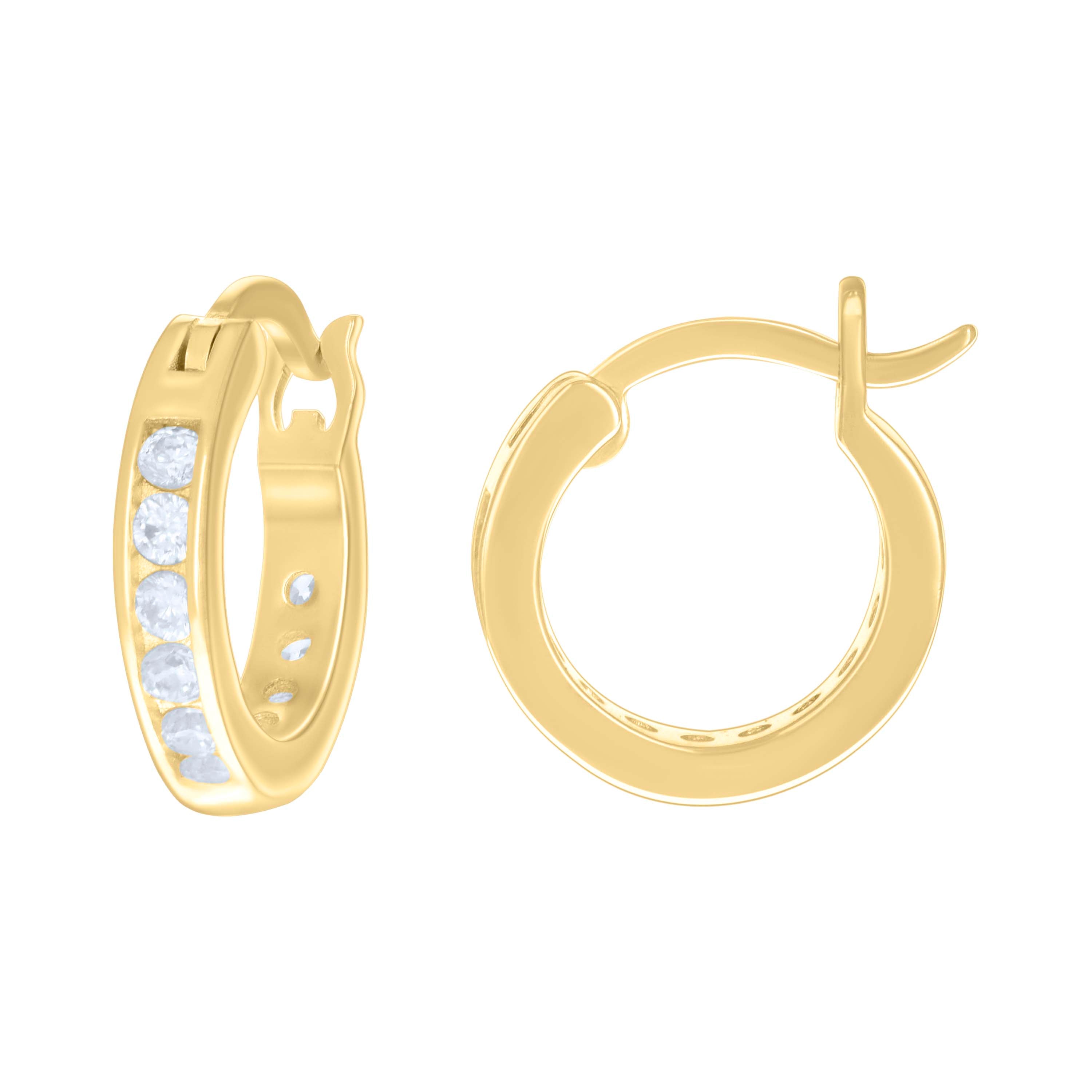 925 Sterling Silver Womens Cubic-Zirconia 3mm-14 Hoop Earrings