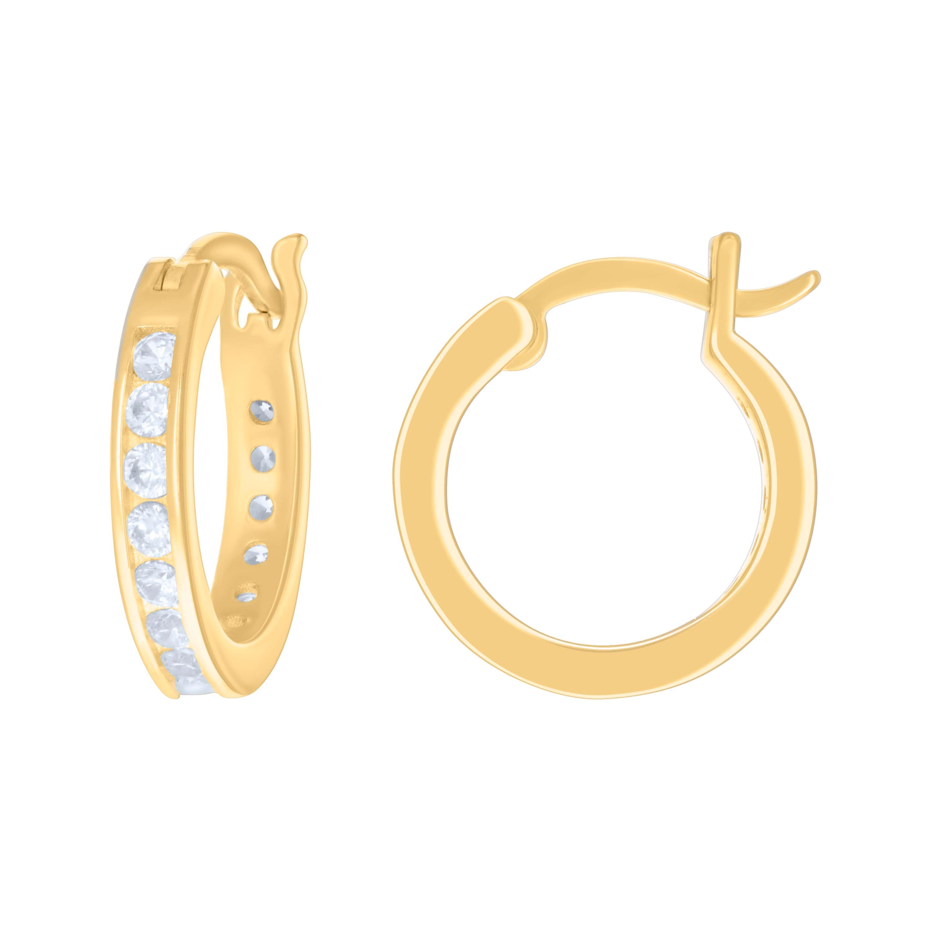 925 Sterling Silver Womens Cubic-Zirconia 3mm-16 Hoop Earrings