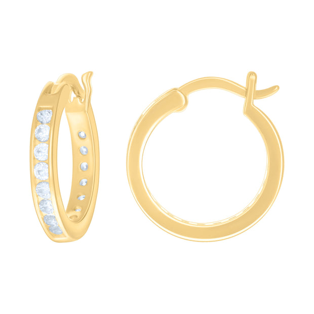925 Sterling Silver Womens Cubic-Zirconia 3mm-18 Hoop Earrings