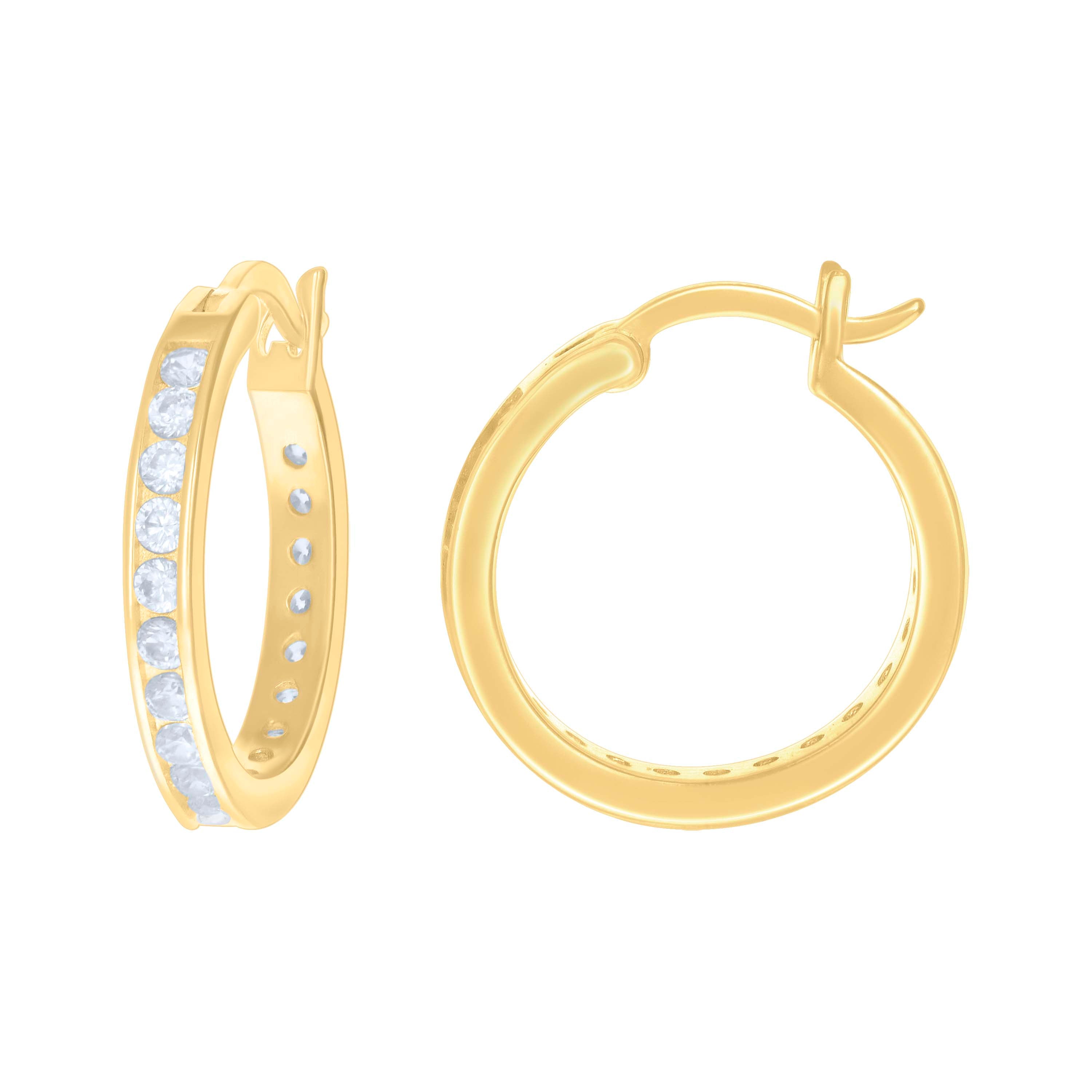 925 Sterling Silver Womens Cubic-Zirconia 3mm-20 Hoop Earrings