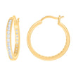 925 Sterling Silver Womens Cubic-Zirconia 3mm-24 Hoop Earrings