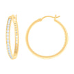 925 Sterling Silver Womens Cubic-Zirconia 3mm-30 Hoop Earrings