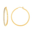 925 Sterling Silver Womens Cubic-Zirconia 3mm-44 Hoop Earrings