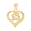10kt Two-Tone Gold Cubic-Zirconia Womens 15 Anos Heart Quinceanera Charm Pendant
