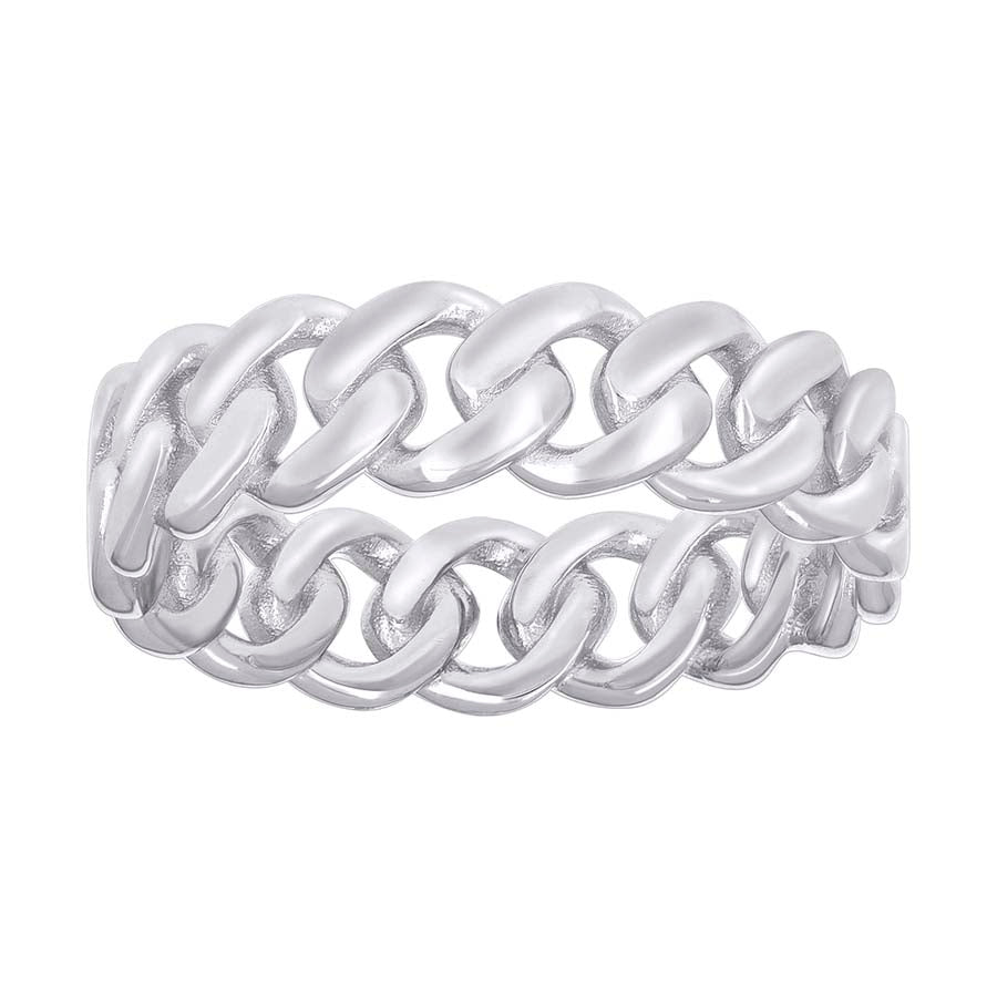 925 Sterling Silver Mens Cuban Link Fashion Ring Size 6 - SLV-131134
