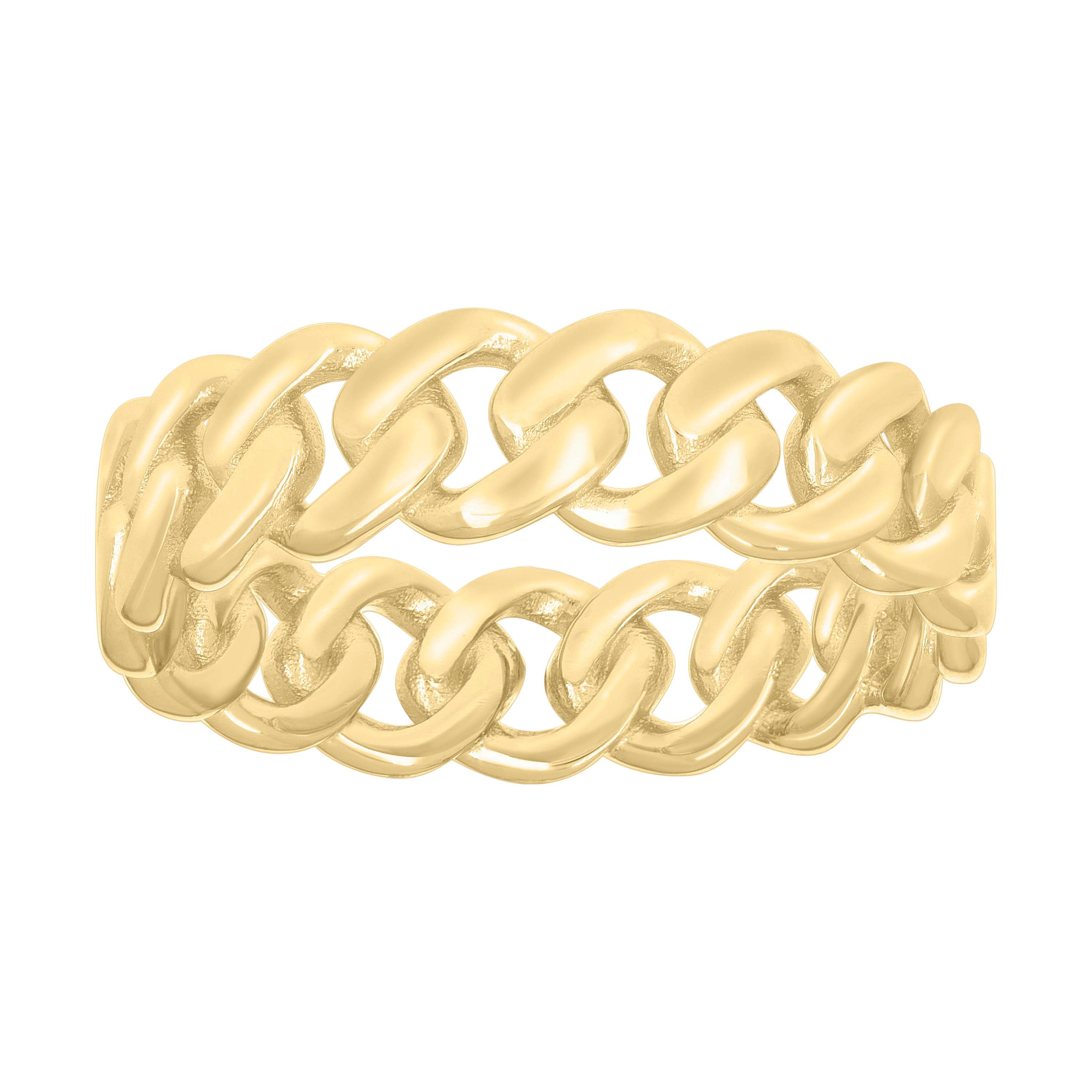 925 Sterling Silver Yellow-tone Mens Cuban Link Fashion Ring Size 6 - SLV-131141