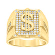14kt Yellow Gold Mens Cubic-Zirconia Dollar Sign Currency Fashion Ring 