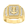 14kt Yellow Gold Mens Cubic-Zirconia Anchor Crucifix Religious Ring 