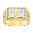 14kt Two-tone Gold Mens Cubic-Zirconia Guadalupe Religious Ring 