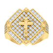 14kt Yellow Gold Mens Cubic-Zirconia Crucifix Cross Religious Ring 