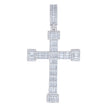 925 Sterling Silver Mens Baguette Round Cubic-Zirconia Cross Religious Charm Pendant