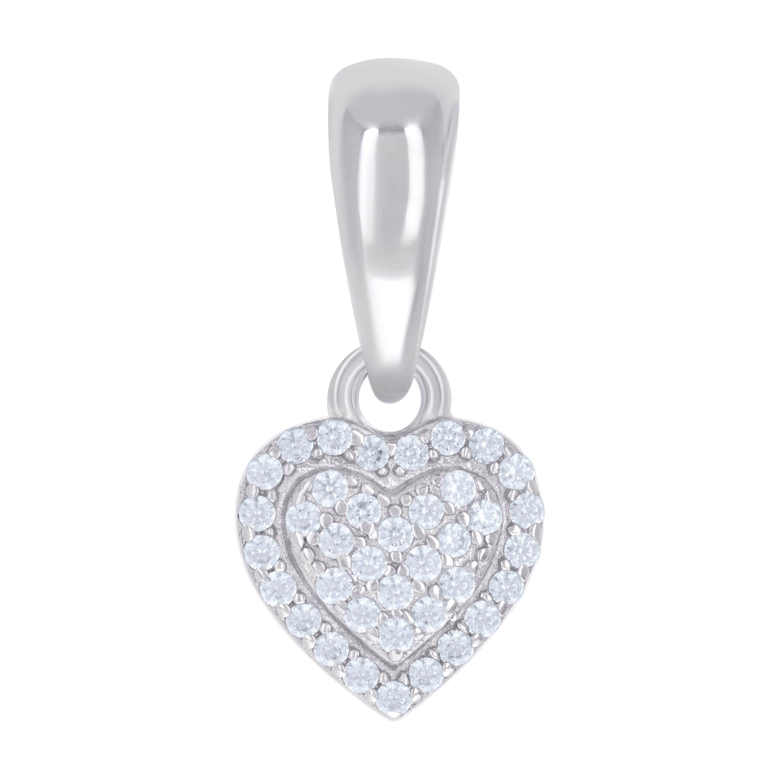 925 Sterling Silver Womens Cubic-Zirconia Heart Charm Pendant