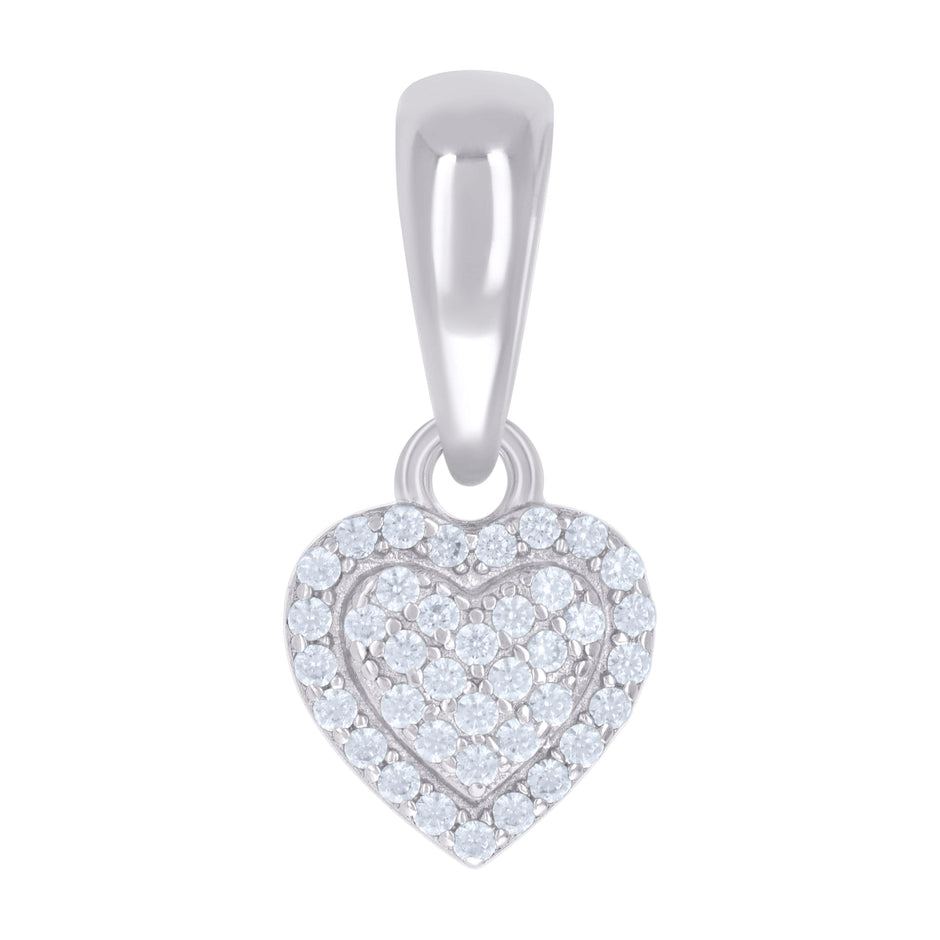 925 Sterling Silver Womens Cubic-Zirconia Heart Charm Pendant