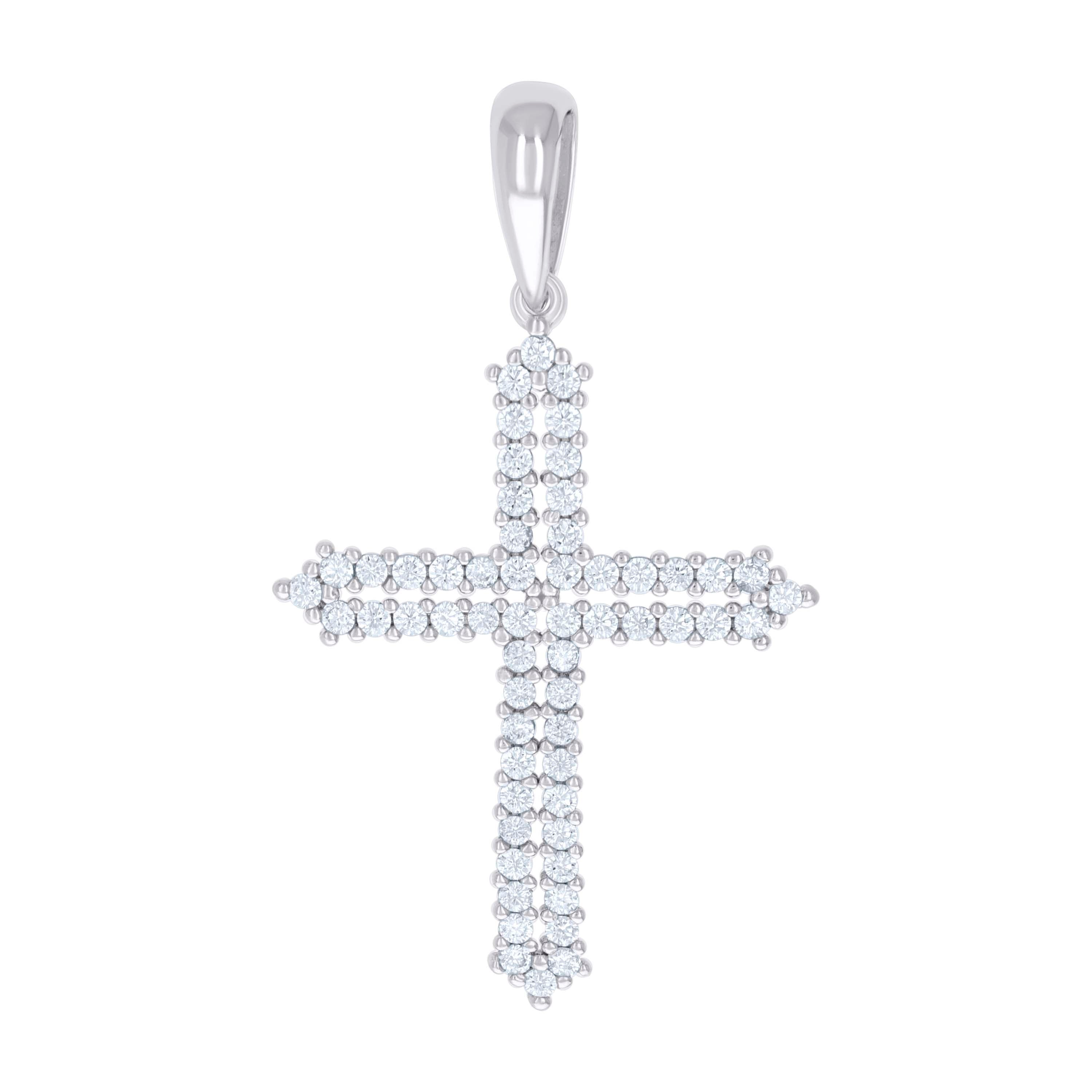 925 Sterling Silver Mens Cubic-Zirconia Cross Religious Charm Pendant