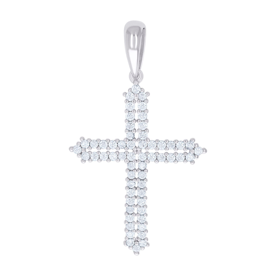 925 Sterling Silver Mens Cubic-Zirconia Cross Religious Charm Pendant