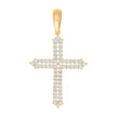 925 Sterling Silver Yellow-tone Mens Cubic-Zirconia Cross Religious Charm Pendant