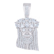 925 Sterling Silver Mens Trillion, Princess-cut, Marquise Round Cubic-Zirconia Jesus Religious Charm Pendant