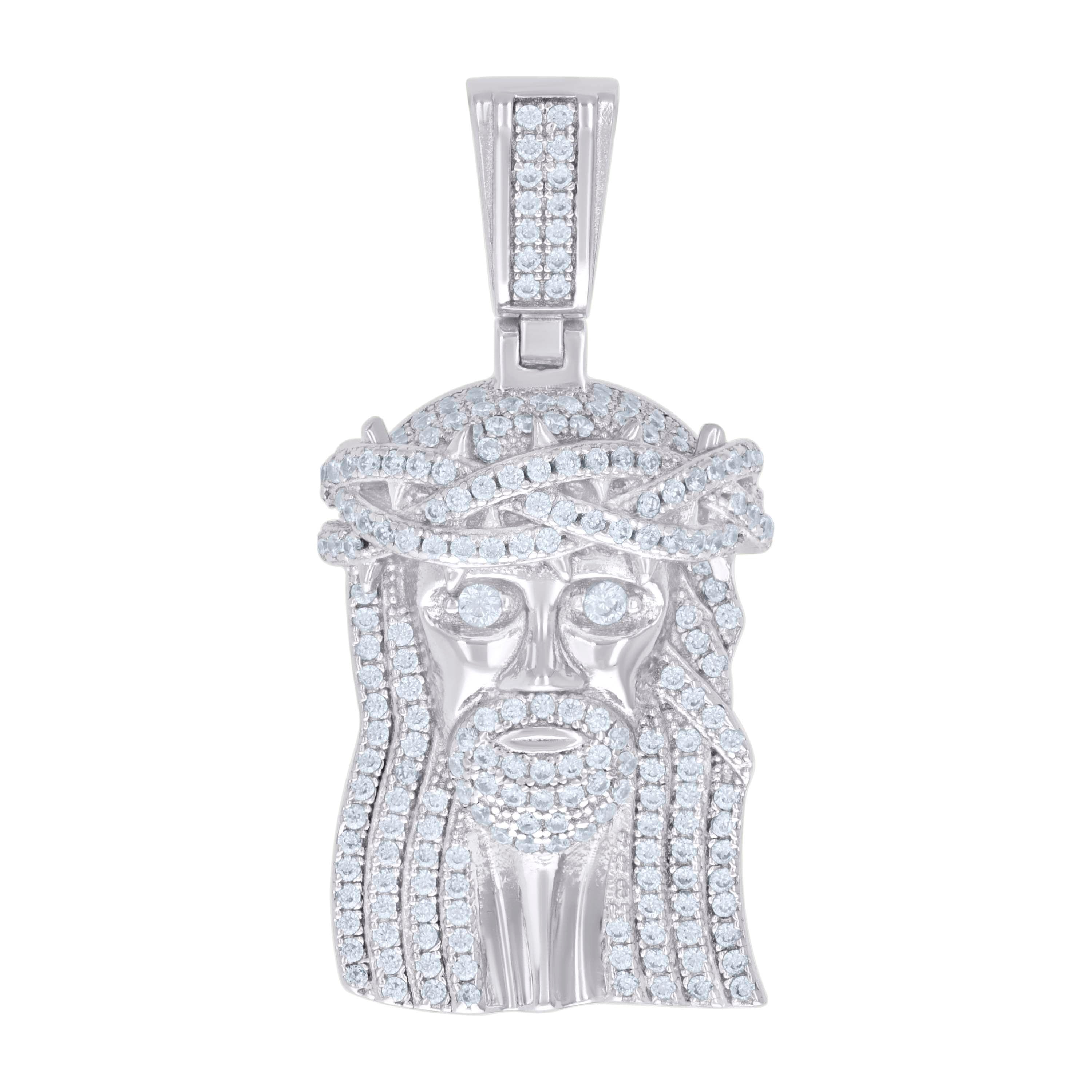 925 Sterling Silver Unisex Cubic-Zirconia Jesus Religious Charm Pendant