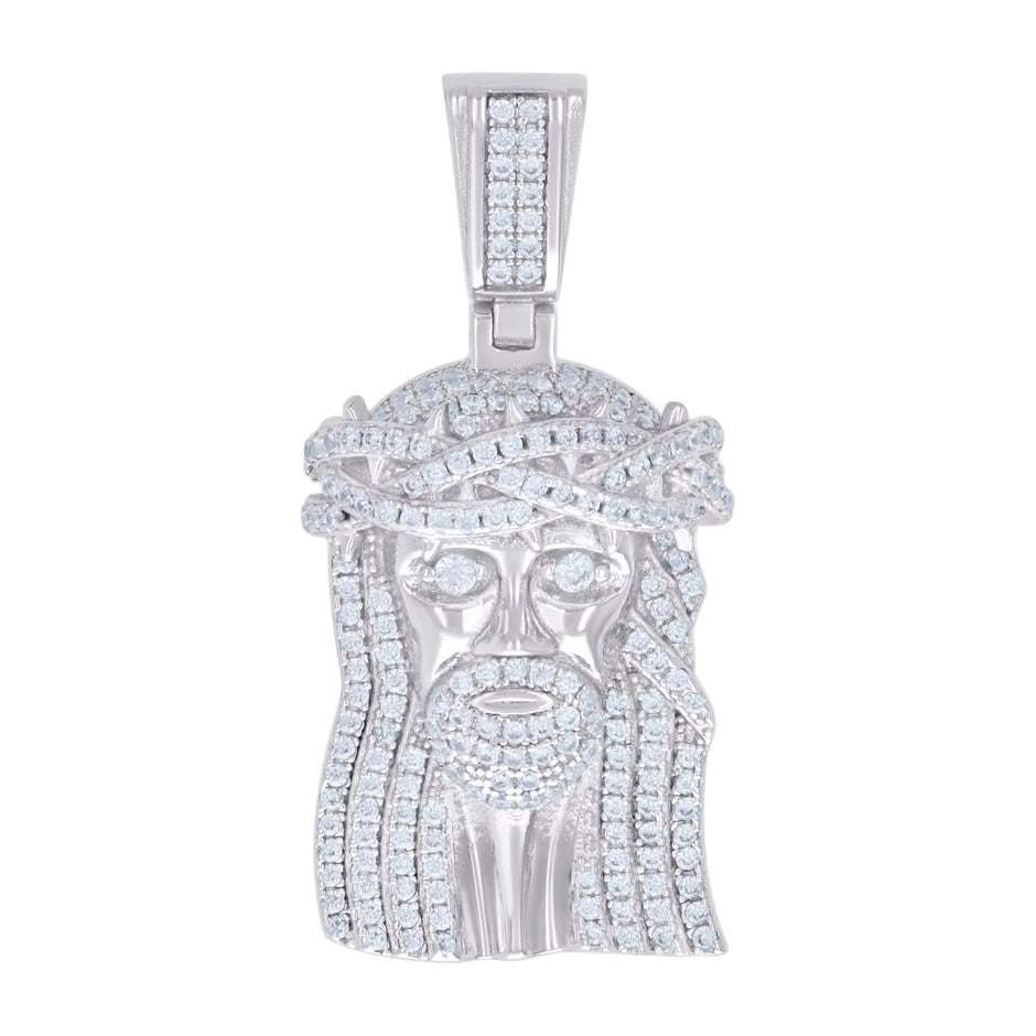 925 Sterling Silver Unisex Cubic-Zirconia Jesus Religious Charm Pendant