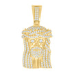 925 Sterling Silver Yellow-tone Mens Cubic-Zirconia Jesus Religious Charm Pendant