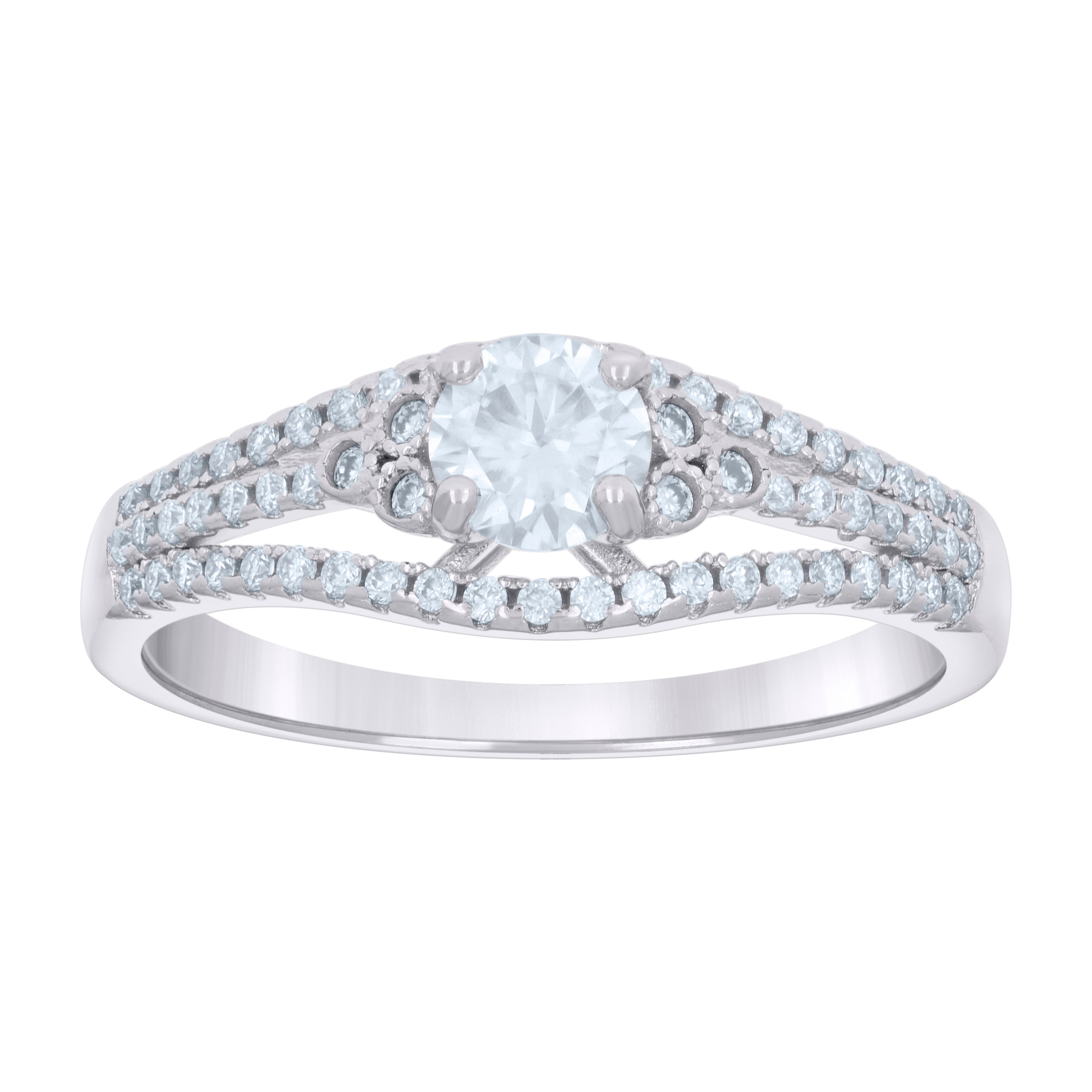 925 Sterling Silver Womens Cubic-Zirconia Fashion Engagement Ring Size 5