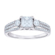925 Sterling Silver Womens Princess-cut Round Cubic-Zirconia Fashion Engagement Ring Size 9 - SLV-131306
