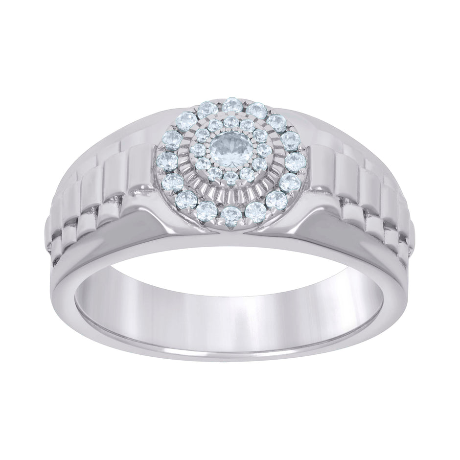 925 Sterling Silver Mens Cubic-Zirconia Fashion Ring Size 10 - SLV-131332