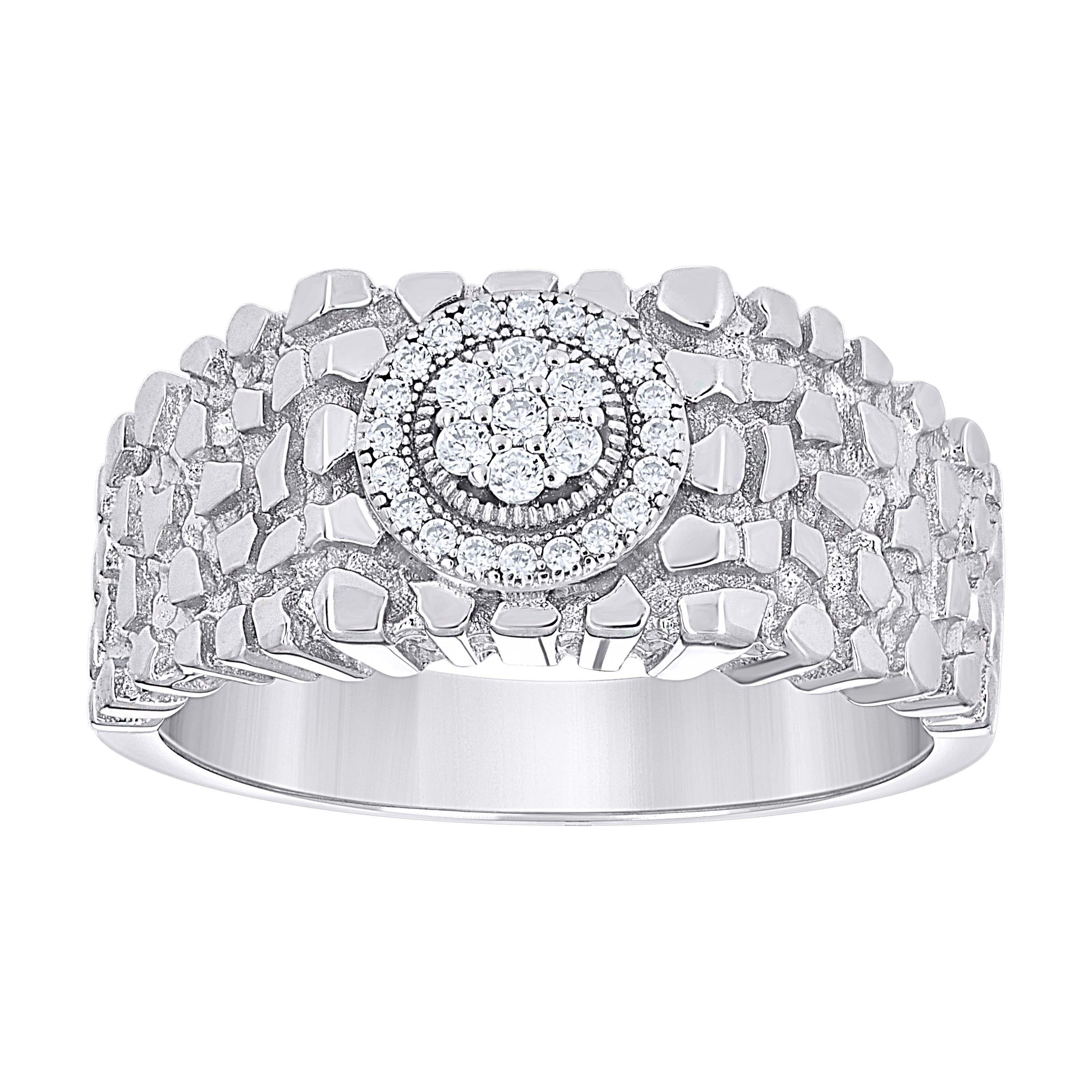 925 Sterling Silver Mens Cubic-Zirconia Nugget Fashion Ring S9 - SLV-131336