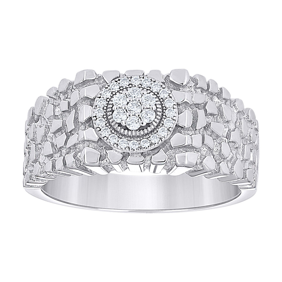925 Sterling Silver Mens Cubic-Zirconia Nugget Fashion Ring S9 - SLV-131336