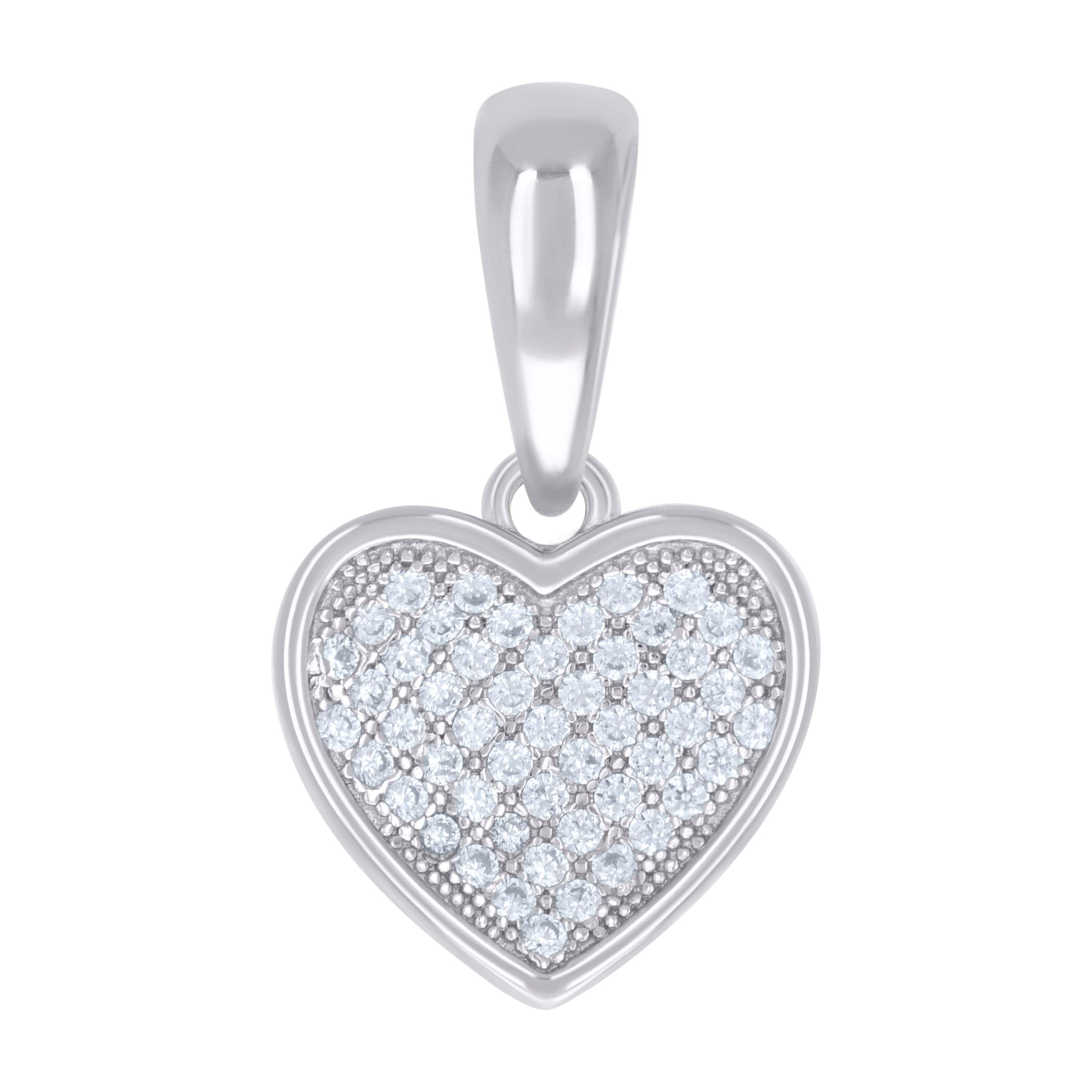 925 Sterling Silver Womens Cubic-Zirconia Heart Charm Pendant
