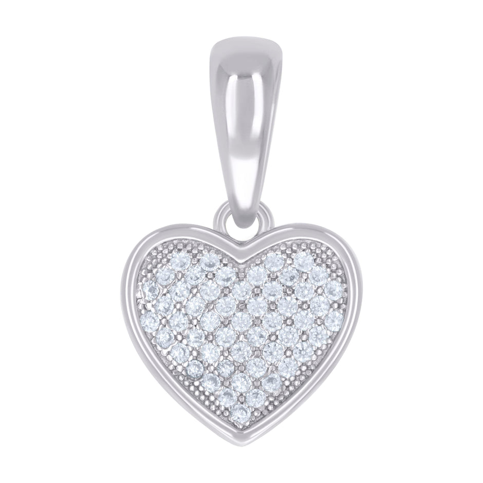 925 Sterling Silver Womens Cubic-Zirconia Heart Charm Pendant