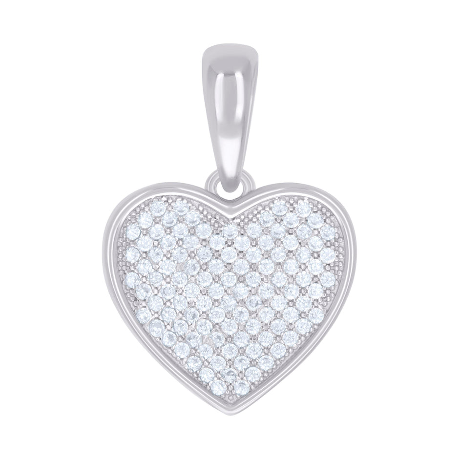 925 Sterling Silver Womens Cubic-Zirconia Heart Charm Pendant