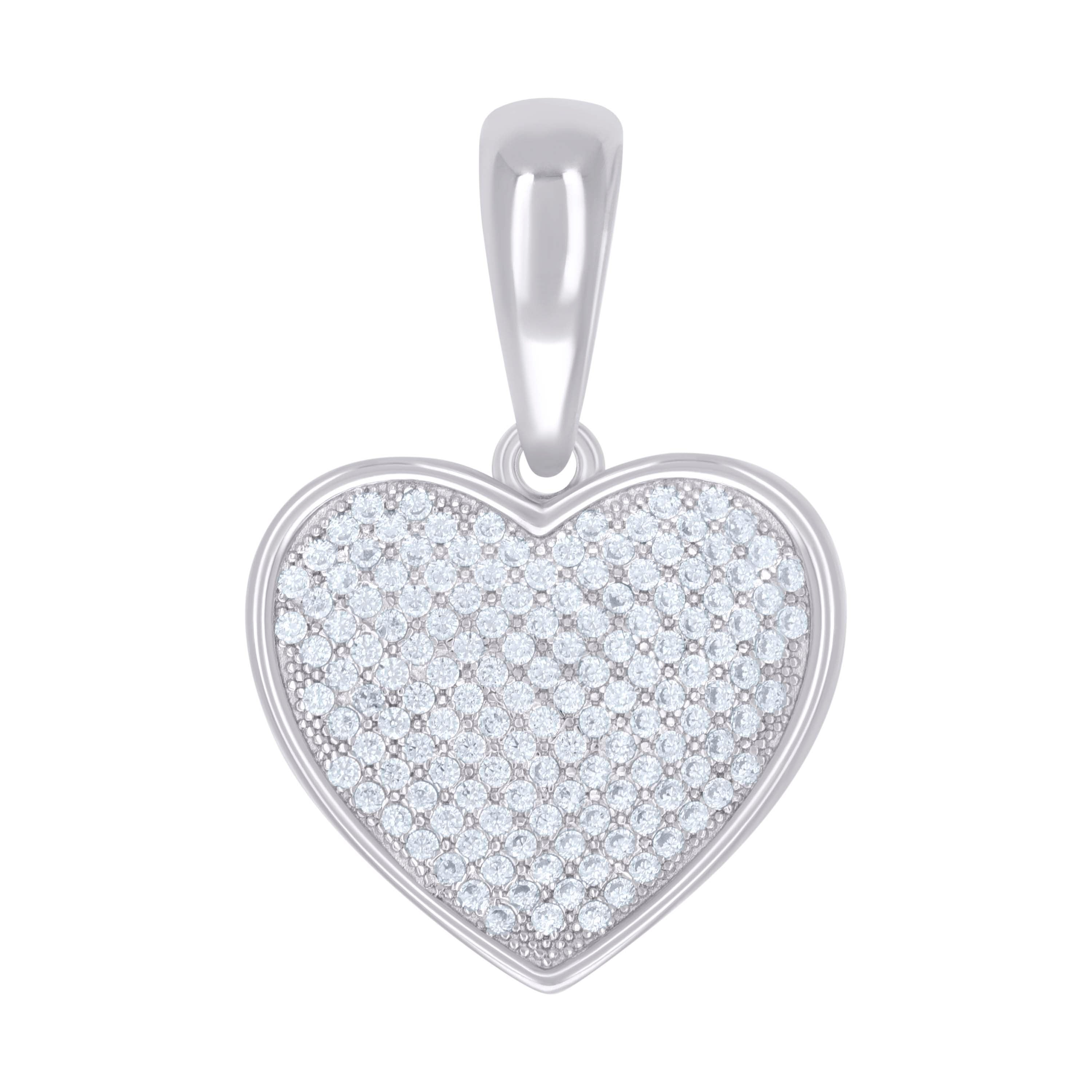 925 Sterling Silver Womens Cubic-Zirconia Heart Charm Pendant