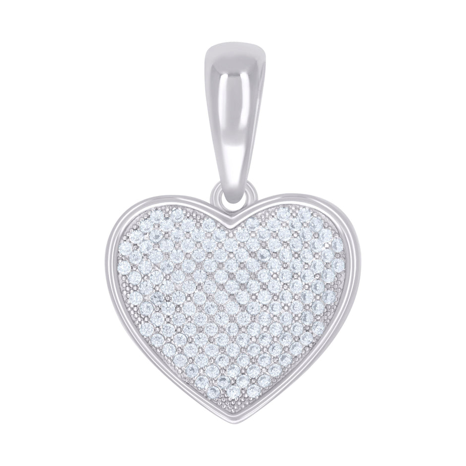 925 Sterling Silver Womens Cubic-Zirconia Heart Charm Pendant