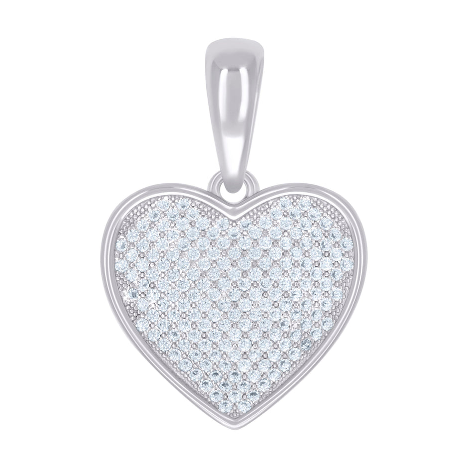 925 Sterling Silver Womens Cubic-Zirconia Heart Charm Pendant