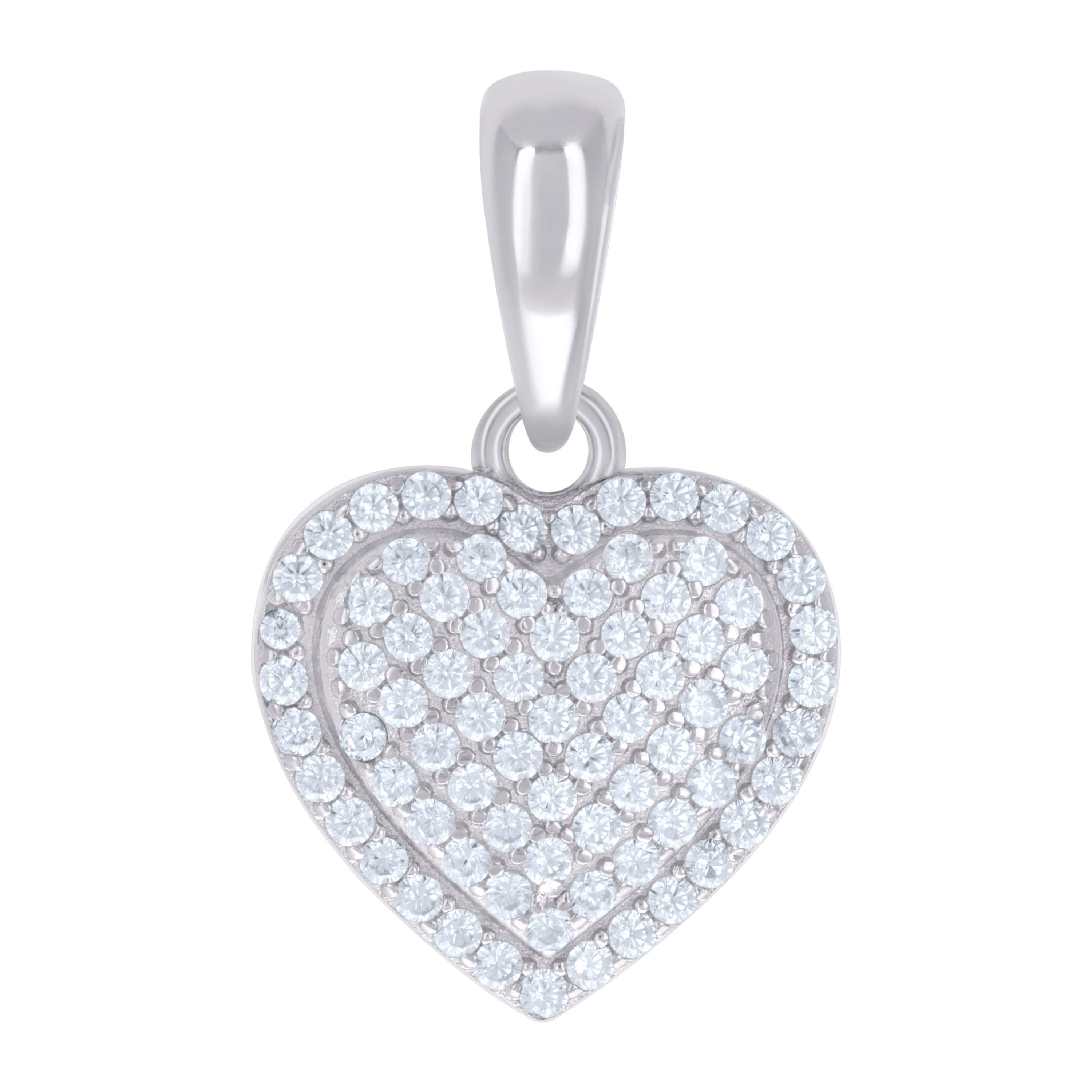 925 Sterling Silver Womens Cubic-Zirconia Heart Charm Pendant