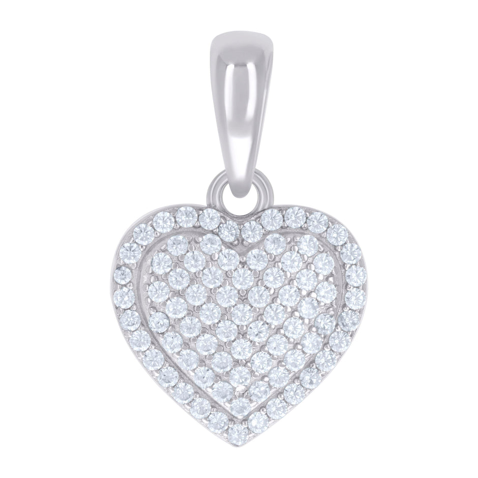 925 Sterling Silver Womens Cubic-Zirconia Heart Charm Pendant