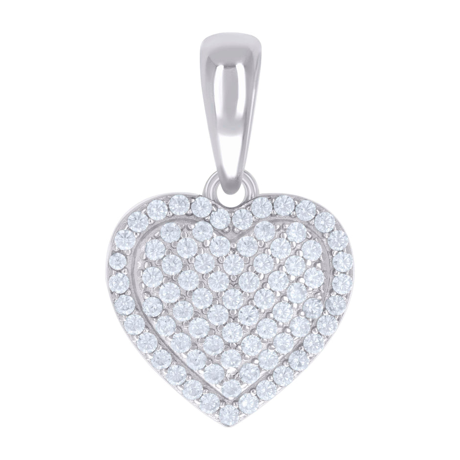 925 Sterling Silver Womens Cubic-Zirconia Heart Charm Pendant