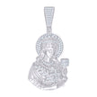 925 Sterling Silver Unisex Round Baguette Cubic-Zirconia ST. Barbara Religious Charm Pendant