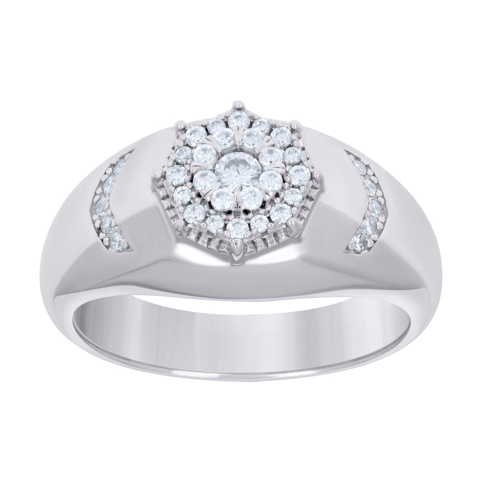 925 Sterling Silver Mens Cubic-Zirconia Fashion Ring Size 8