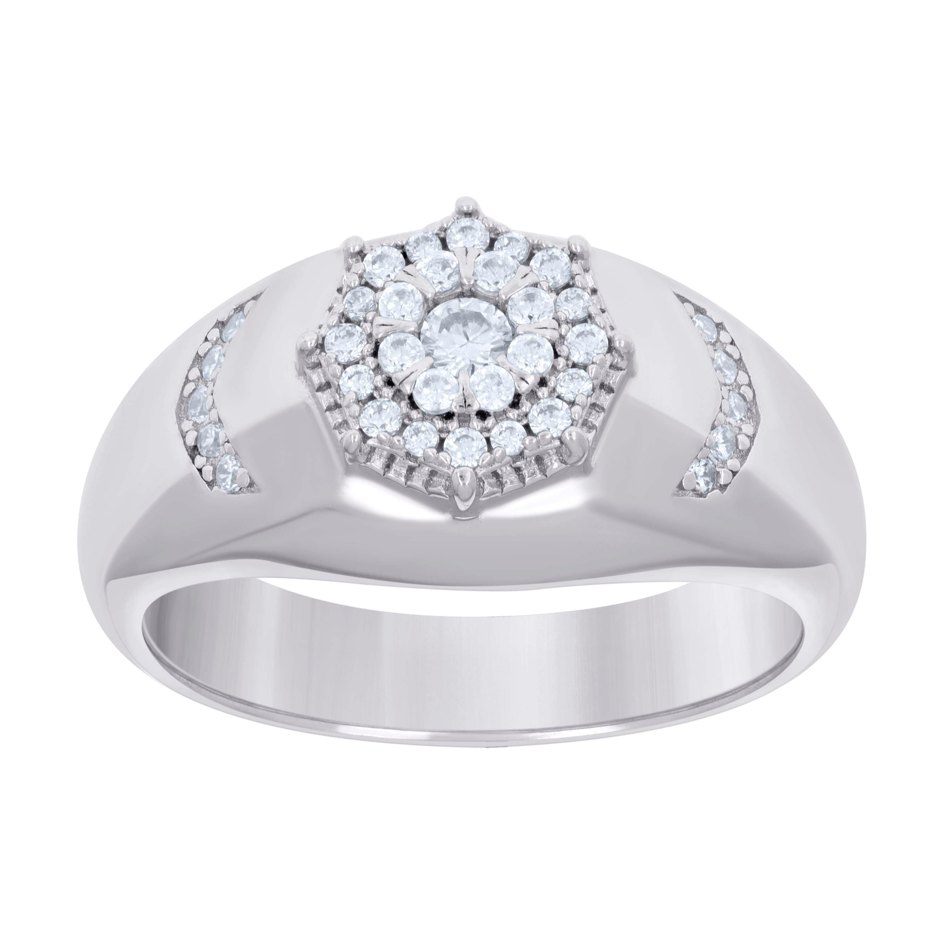 925 Sterling Silver Mens Cubic-Zirconia Fashion Ring Size 11 - SLV-131364