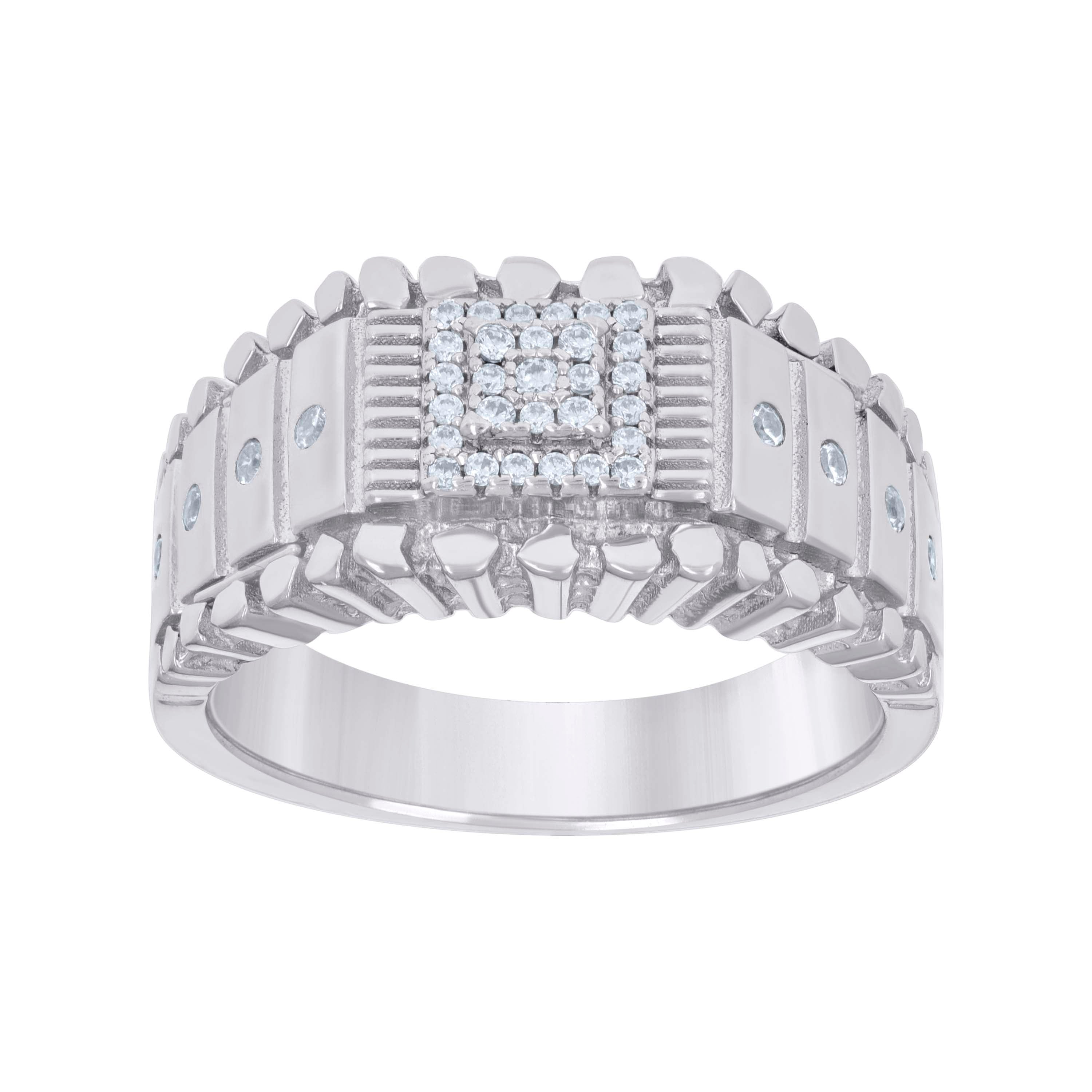 925 Sterling Silver Mens Cubic-Zirconia Fashion Ring Size 11 - SLV-131369