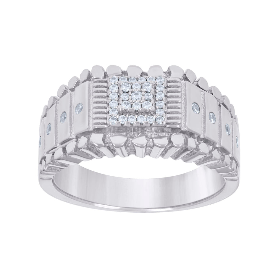 925 Sterling Silver Mens Cubic-Zirconia Fashion Ring Size 11 - SLV-131369