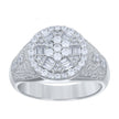 925 Sterling Silver Mens Baguette Round Cubic-Zirconia Fashion Ring Size 11 - SLV-131389