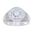 925 Sterling Silver Mens Baguette Round Cubic-Zirconia Fashion Ring Size 10 - SLV-131393