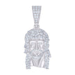 925 Sterling Silver Unisex Round Baguette Cubic-Zirconia Nuggets Jesus Religious Charm Pendant