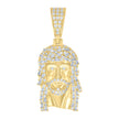 925 Sterling Silver Yellow-tone Mens Baguette Round Cubic-Zirconia Jesus Religious Charm Pendant
