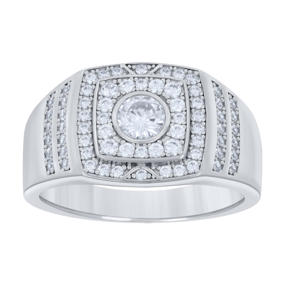 925 Sterling Silver Mens Cubic-Zirconia Fashion Ring Size 7